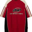 Men's Oversize Graphic Raglan T Shirt Vintage Letter Print Speedway Racing Tees Casual Unisex Streetwear Tops (XL)