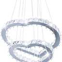 Crystal Chandeliers Modern LED 3 Ring Chandelier Adjustable Ceiling Light Fixtures Pendant Lighting Stainless Steel Hanging Lights for Living Room Dining Room Bathroom Bedroom, Cold White (Heart)