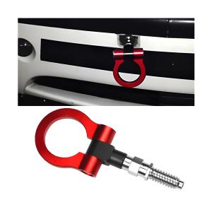 KHGUZ Car Front Bumper Tow Hook, Aluminum Alloy Vehicle Bumper Screw-in Pull Ring, Foldable Automobile Modification Towing Connection Accessories, Universal for SUV, Truck