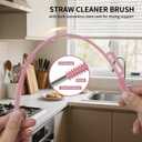 2 x vodvob 2Pcs Premium Silicone Straw Cleaner Brush, 9.84in Extra Long Flexible Straw Cleaning Tool for Glass & Smoothie Straws (Pink, 6mm/9mm) (Double-headed - Pink)