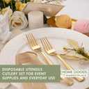 Gold Disposable Cutlery Set, Gold Forks + Spoons, (120 Count), Disposable Silverware assortment