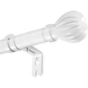 Curtain Rods for Windows 20.77 to 92.85 Inches, 1" Diameter Adjustable White Curtain Rod, Window Treatment Rods with Round Finials, Easy Mount Hardware Included (46.77-96.85 Inches)