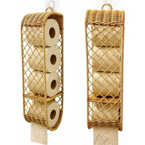 Wall Mounted Toilet Paper Holder, Bathroom Tissue Roll Storage Organizer, Rustic Woven Toilet Paper Rack for Home, Apartment, Farmhouse, Hotel & Guest Bathroom