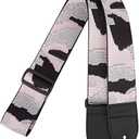 BAKKO Camouflage Guitar Strap Nylon Woven Strap With First-Layer Cowhide Leather Ends, White