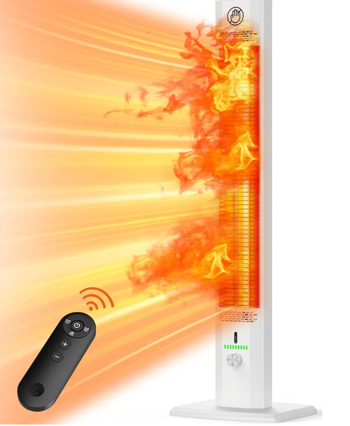 BALKO 36INCH Outdoor Heater, 9 Heat Levels & 540Min Timer, Child Safety Lock, IP65 Waterproof Garage Heater, 1500W Infrared Heating,Tip-Over & Overheat Protection, Patio Heaters for Outdoor Use Indoor