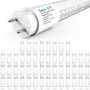 Sunco 50 Pack T8 LED Bulbs 4 Foot, 48 Inch Tube Light Bulbs Fluorescent Replacement, Single or Double Ended Hybrid Type A+B, 2400 LM, 20W, 6000K Daylight Deluxe, Clear Lens ETL