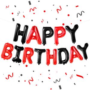KatchOn, Black and Red Happy Birthday Banner Balloons - 16 Inch | Red and Black Birthday Decorations | Happy Birthday Balloons Letters | happy birthday Decorations