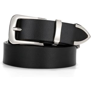 JASGOOD Women Leather Belt for Jeans Pants Casual Ladies Belt for Dress with Silver Buckle