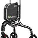 Planetwalk Premium 3 Wheel Rollator Walker for Seniors - Ultra Lightweight Foldable Walker for Elderly, Aluminum Three Wheel Mobility Aid, Black