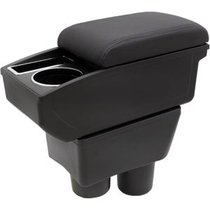 Car Armrest Box for Nissan Almera Versa 2012-2019 Auto Accessories Center Console Leather Arm Rest Double-Layer Storage Space with Cup Holder (Black Thread)