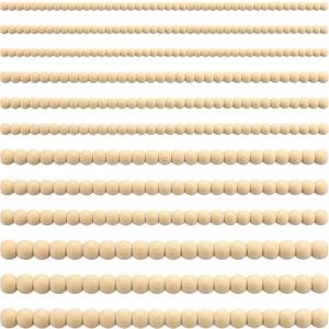 Nuanchu 12 Pcs Decorative Beaded Wood Trim Molding Half Wooden Beads Bobbin Trims 15.75 Inch Unfinished 3D Pearl Paintable Wood Molding for DIY Crafts Home Wall Cabinet Shelf Window Door (Mixed Sizes)