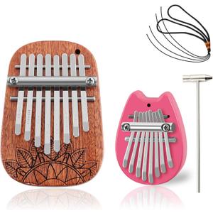 RANMING Kalimba 8 Key 2 Pack Mini Set, Portable Finger Thumb Piano Exquisite Musical Gift for Adults & Christmas