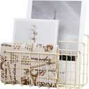 Desktop Mail Organizer File Organizer Metal Wire Mail Sorter Letter Organizer Magazine Rack for Letters, Mails, Books, Postcards, Brochures, Mail Holder (3 Slot, Gold)
