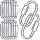 30-Pack M10 Quick Links Screw, 4Inch Threaded Quick Chain Link Connectors, 3/8 Heavy Duty Locking Carabiners, 2000 LBS Capacity Anti-Rust Chain Hooks for Towing, Swings, Shade Sails and Bird Toys (Silver)