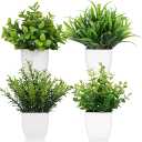 Artificial Plant 6PCS Small Fake Plant Greenery Potted Plant Cute Indoor Faux Plant Houes Office Table Desk Bathroom Decor Plants