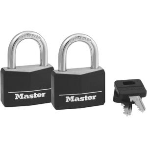 Master Lock Covered Padlocks with Key, Outdoor Locks, 2 Pack, 141T (Black)