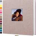 potricher Large Photo Album Self Adhesive 4x6 5x7 8x10 Pictures Linen Cover 40 Blank Pages Magnetic DIY Scrapbook Albums with A Metallic Pen (Beige)