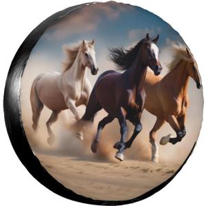 Rv Spare Tire Covers for Rv Trailers Wheel Protectors Tyre Covers Weatherproof and Dustproof Wheel Covers Universal Fit for Trailer Rv SUV Truck Travel Trailers Camper 17" - Horse (17 inch (Tire Diameter 80-83cm/31.5-32.6in)