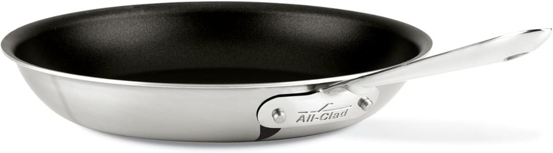 All-Clad D5 10 Inch Brushed Stainless Steel Pro Non Stick Frying pan, 5-Ply Stainless Steel Pan, Induction, Oven Broiler Safe 500F, Pancake Egg Pan, Skillet, Professional Cookware, Silver