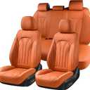 FLORICH Car Seat Covers Full Set Orange Seat Cover Front Seats and Back Leather Seat Covers for Cars Waterproof Car Seat Cushion Universal Car Seat Protector Fit for Most Cars Trucks SUVs