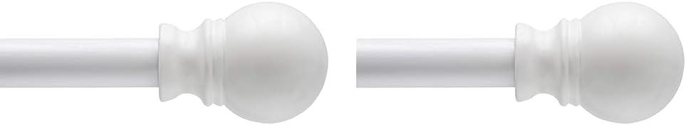 Davenport 1/2" Petite Caf Decorative Window Curtain Rod, 28-48", White