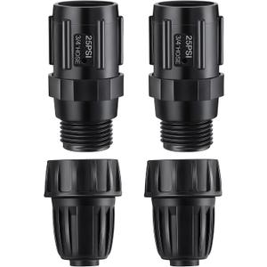 4 Pcs 25 PSI Drip Irrigation Pressure Regulator Faucet Adapter Kit, 2Pcs 3/4" FHT x 3/4'' MHT Pressure Regulator, 2Pcs 1/2 Inch Tubing Adapter for Drip Irrigation System