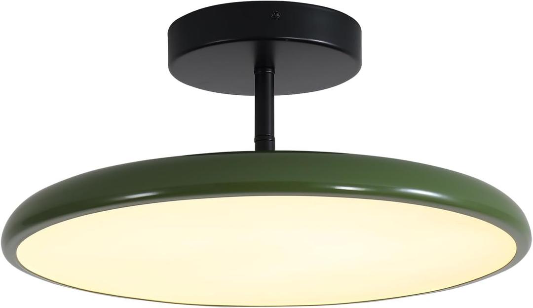 KCO Lighting Vintage Green Ceiling Light Contemporary Black Metal Flush Mount Mid Century Modern Entryway Semi Flush Mount LED Hallway Light Fixture