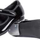 Asyusyu PU Leather Tap Dance Shoe for Girls, Black, 1, Little Kid