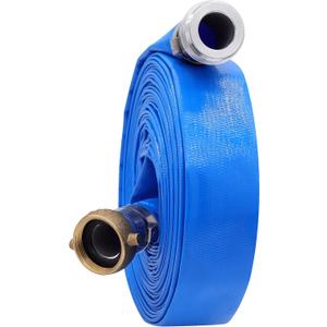 1-1/4" x 50 PVC Lay Flat Water Pump Discharge Hose With Aluminum Pin Lug Fittings, Heavy Duty Reinforced Pool Backwash Hose Assembly