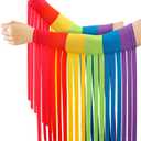 Xuhal Gay Pride Rainbow Striped Fringe Arm Warmer Rainbow Rave Outfits Fringe Warmer Outfit for Women Men Cosplay Accessories