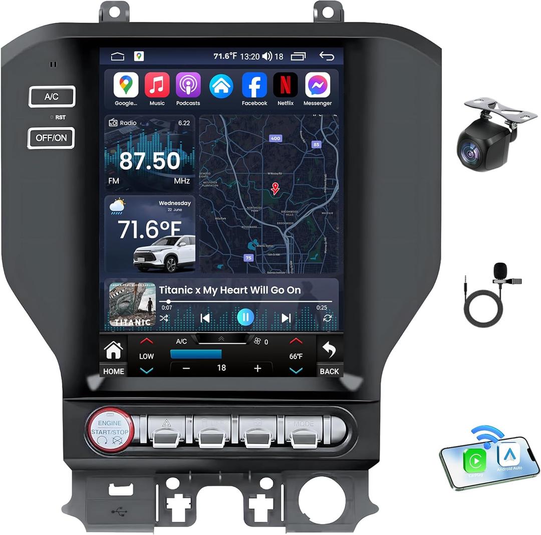 8 Core 4G RAM 64G ROM Car Radio Stereo for Ford Mustang 2015 2016 2017-2025: 9.7inch Replacement Android 5G WiFi Wireless CarPlay Android Auto GPS Navigation Upgrade(RDS High-Fidelity Sound) Head Unit