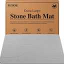 32"x20" Stone Bath Mat, Diatomaceous Earth Shower Mat, Non-Slip Super Absorbent Quick Drying Bathroom Floor Mat, Natural, Easy to Clean (Cloudy Gray)