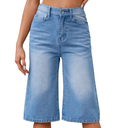 XuJwPNcy Wide Leg Jeans for Women Middle Waisted Stretchy Denim Capri Pants Trendy Cropped Jeans with Pocket, Size 4