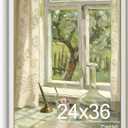 24x36 Poster Frame, Vintage 24 x 36 Poster Frame with HD Plexiglass Durable for Horizontal or Vertical Wall Mounting, White-Brown, 1 Pack