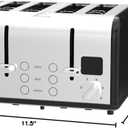 CUSIMAX 4 Slice Toaster, Stainless Steel, Ultra-Clear LED Display & Extra Wide Slots, with Dual Control Panels of 6 Shade Settings, Cancel/Bagel/Defrost Function, Removable Crumb Trays, Black