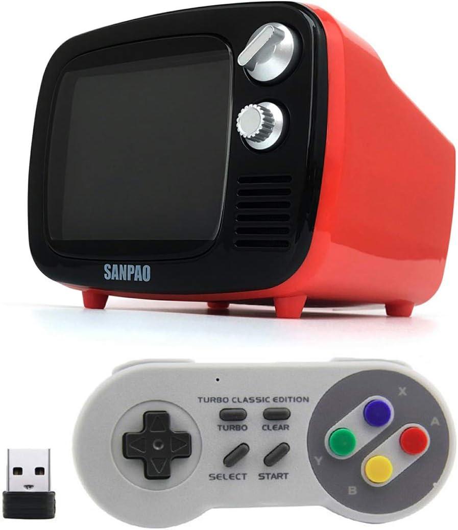 Mini Retro TV Handheld 3.5-Inch Video Game Console Watch TV Built-in Android 7.1 System WiFi Version (1 of SFC Wireless Gamepad)