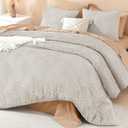 Litanika Linen Grey King Size Comforter Set, 3 Pieces Tufted Boho Farmhouse Bedding Comforter Sets, Lightweight Fluffy Comforter Bed Set for All Season (104x90In Comforter and 2 Pillowcases)