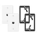 VCE Shielded CAT7 Ethernet Wall Plate UL-listed, 1-Port Female to Female RJ45 Wall Outlet with Single Gang Low Voltage Mounting Bracket 2-Pack