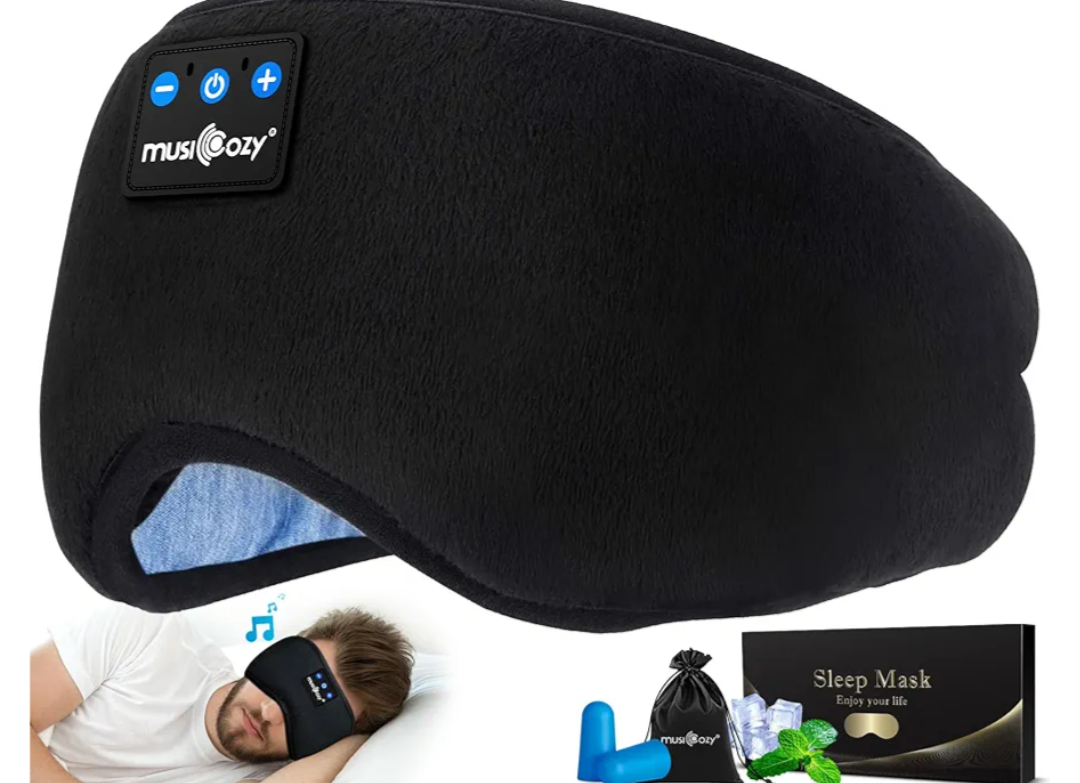 MUSICOZY Sleep Headphones Bluetooth 5.4 Headband Sleeping Eye Mask for Mom Women Men Wireless Music Earbuds Earphones for Side Sleepers Built-in HD Speakers Cool Gadgets Unique Gifts