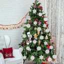 30Pcs Wooden Snowflake Ornaments, White Christmas Tree Hanging Decorations DIY Craft Wood Cutouts for Xmas, Rustic Unfinished Wood Snowflakes with Twine for Crafts and Holiday Decor