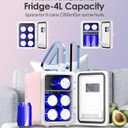CUTIEWORLD Skincare Fridge - 4L Makeup Fridge for Refrigerating Makeup, Skincare and Food, Mini Fridge for Bedroom, Office and Car, Cooler and Warmer, Beverage Cooler, Leather Pink