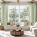 MIULEE Sage Green Linen Curtains 84 Inch Length 2 Panels Set for Living Room Bedroom Semi Sheer Light Filtering Farmhouse Rod Pocket Long Soft Thick Linen Textured Window Drapes W42XL84