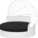 Outdoor Daybed Cushion Cover, 66" Replacement Round Bed Cushion Cover,Outdoor Waterproof and Fade-Resistant Sun Bed Outdoor Cushion Cover - Patio Round Daybed Cushion Cover, Cover ONLY (Black)