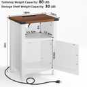 Joaxswe 18-Inch Nightstand with Charging Station and Fluted Door,White, 18 inches x 14 inches x 26 inches