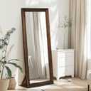 65"x22" Full Length Mirror Solid Wood Frame Floor Mirror with Stand for Living Room, Bedroom Hanging Standing or Leaning, Brown