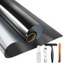 KESPEN One Way Window Privacy Film, Reflective Heat Sun Blocking Window Tint, See Out Not in(Light Outside Strong Than Inside) Window Films for Home Door, 23.6 Inch X 78 Inch, Black-Silver