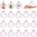 Aneco 30 Pcs Christmas Iridescent Ornaments Balls, 3.1 Inch Plastic Clear Ball with Fishing Line, Hanging Fillable Balls Ornament for Crafts DIY Xmas Tree Decor