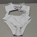 MUZHI Women's Bride One Piece Swimsuits Ruched Tommy Control Wifey Swimwear Sexy Back Crossover Swimming Bathing Suits, S