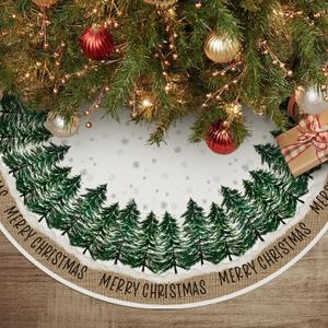 AVOIN colorlife Merry Christmas Christmas Tree Skirt 48 Inch, Snowflake Winter Holiday Tree Mat Decoration