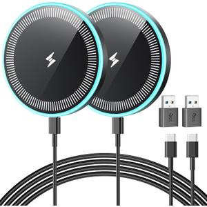 Wireless Charger 2Pack 6FT Samsung Magnetic Wireless Charger Fast Charging Pad with USB-C/A Ports for Samsung Galaxy S26 S25 Ultra/S24 FE/S23 Ultra/S22/S21/Z Google Pixel 9-7, Strong Magnet Technology